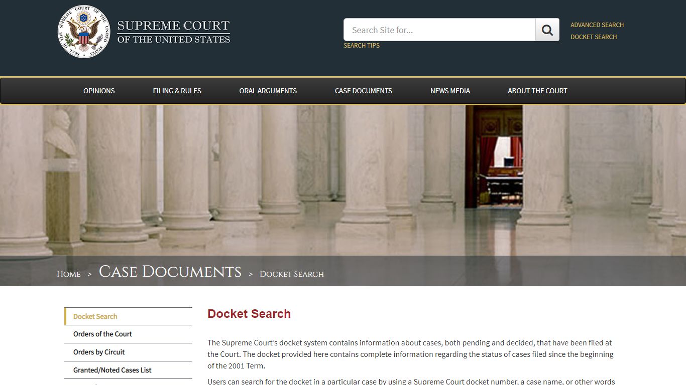 Docket Search - Supreme Court of the United States